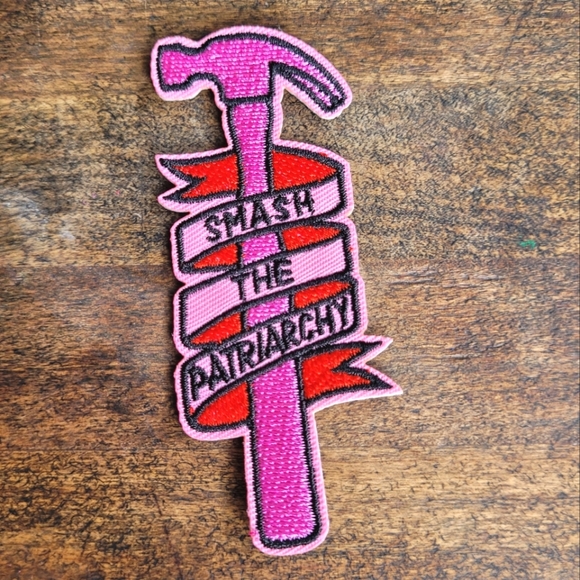 Smash The Patriarchy Pink Hammer Feminist Iron on Patch - Picture 1 of 2